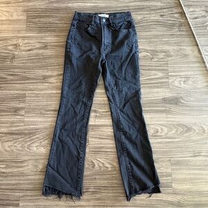 Showpo Midnight Black Straight Leg Jeans with Distressed Hem Size 0